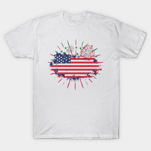 4th of July Fireworks Spectacular, Independence Day, fireworks, celebration, patriotic, crowd, holiday, festive, night, USA, cheer T-Shirt by designe stor 